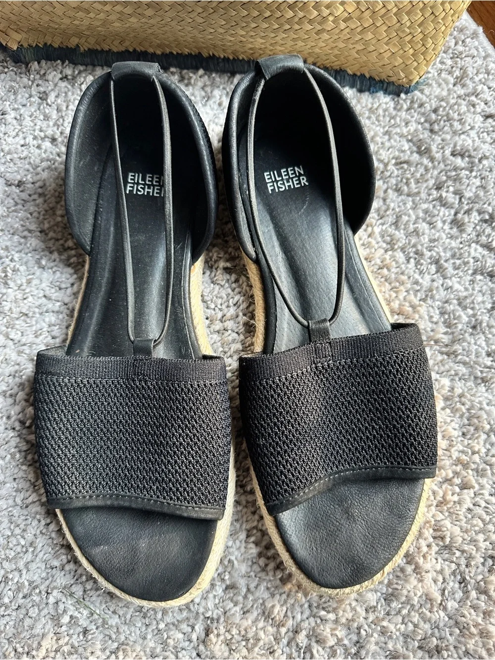 Eileen Fisher Black Espadrille Sandals